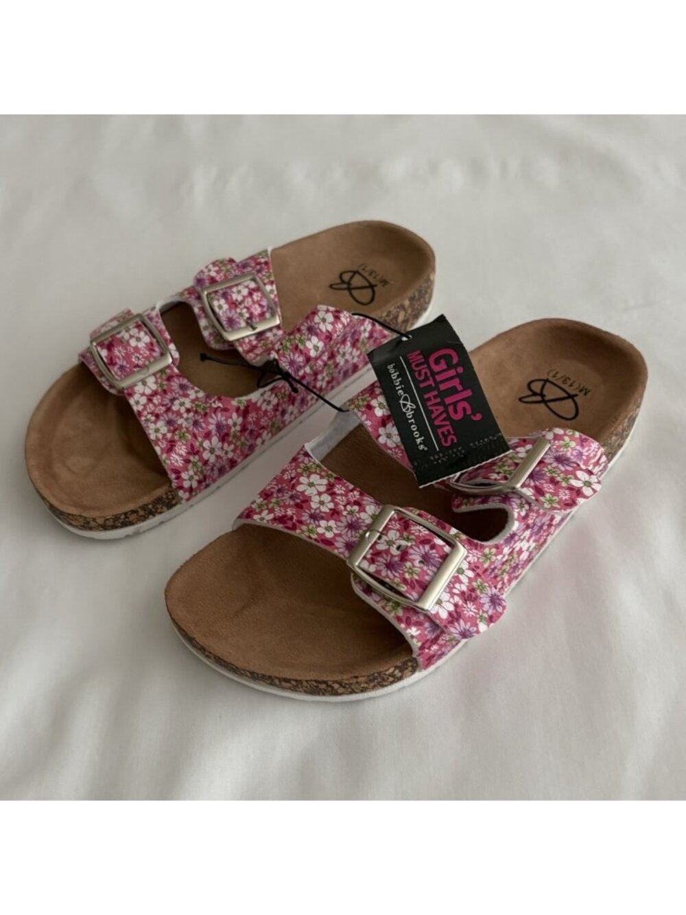 Girls Sandals 13/1 Floral Strap New With Tags Bobbie Brooks Flower Pink Purple
